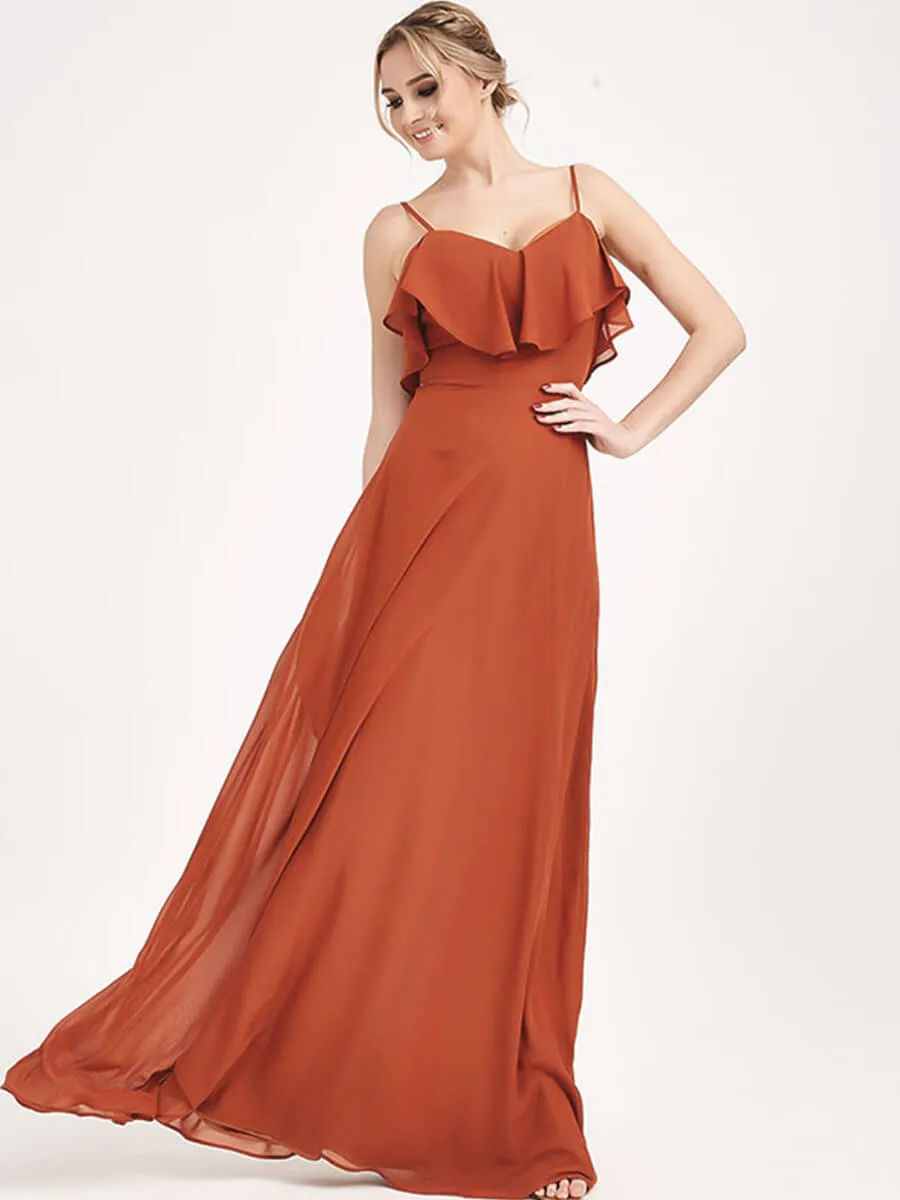 1 Of 3 Ways Convertible Bridesmaid Dress Burnt Orange Chiffon Gown