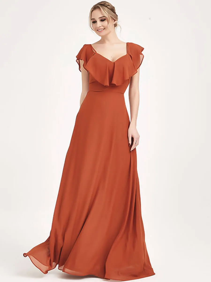 1 Of 3 Ways Convertible Bridesmaid Dress Burnt Orange Chiffon Gown