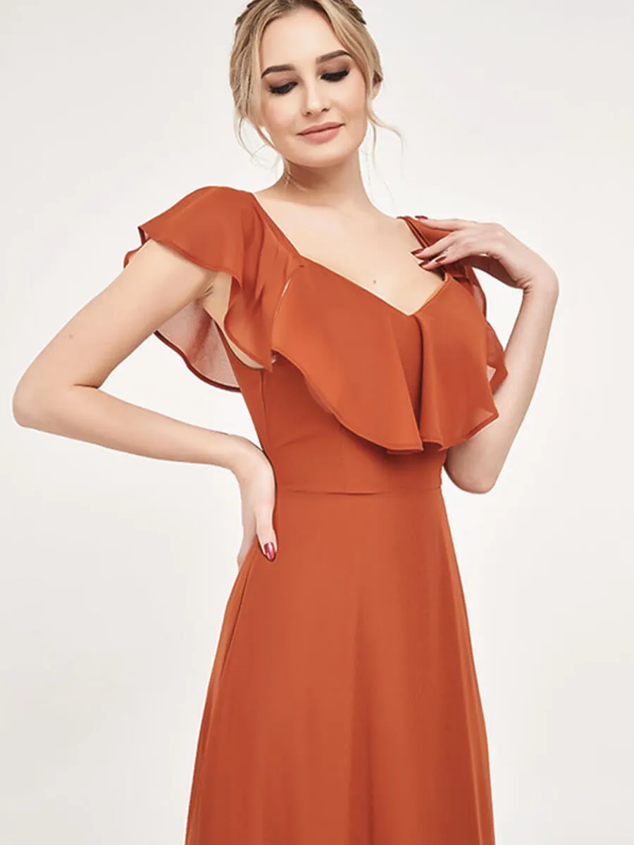 1 Of 3 Ways Convertible Bridesmaid Dress Burnt Orange Chiffon Gown