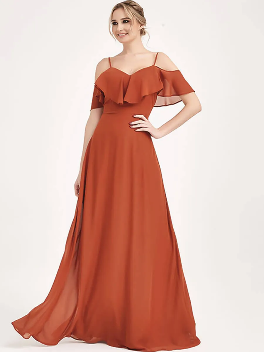 1 Of 3 Ways Convertible Bridesmaid Dress Burnt Orange Chiffon Gown