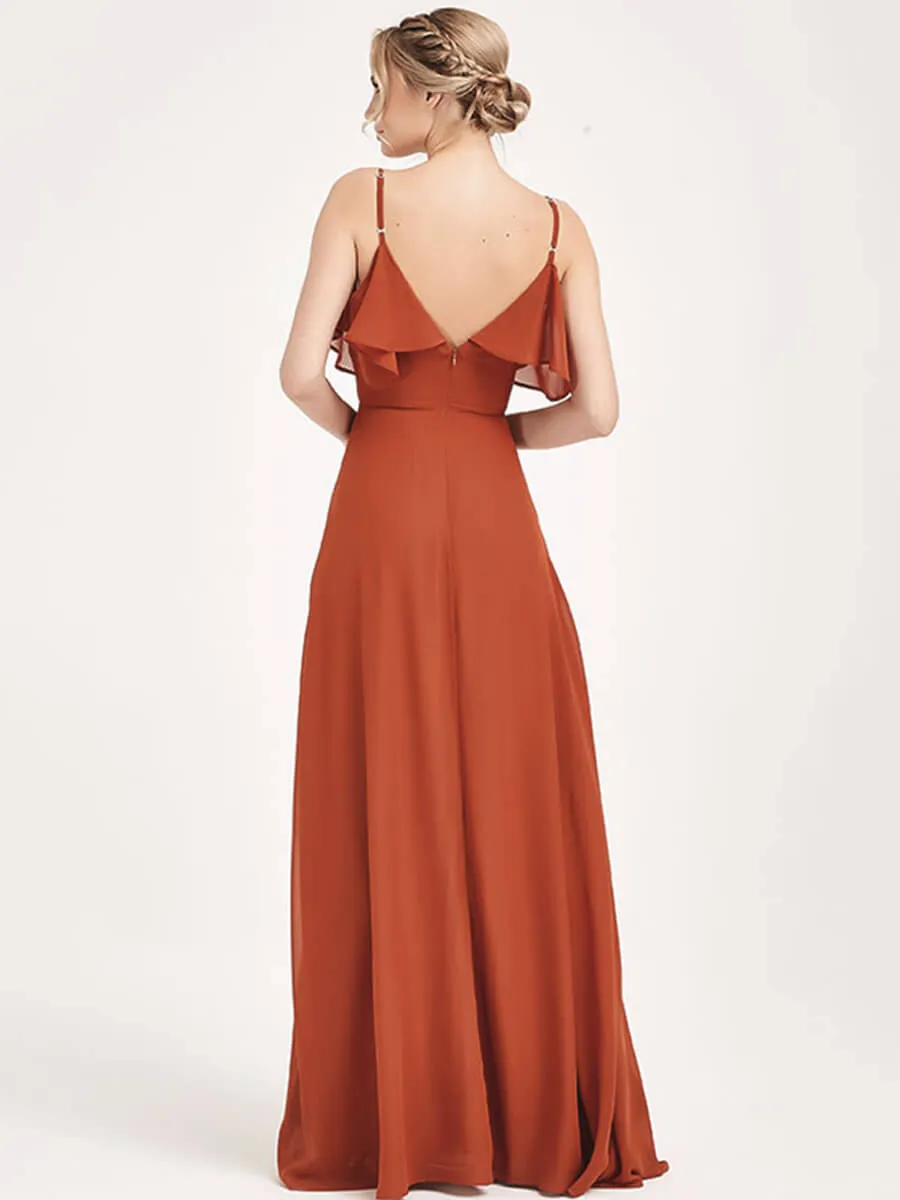 1 Of 3 Ways Convertible Bridesmaid Dress Burnt Orange Chiffon Gown