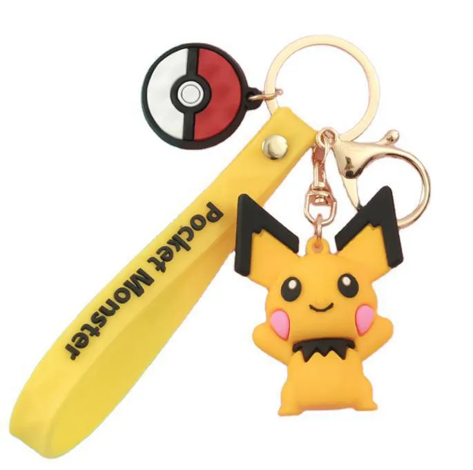 10pcs/20pcs/set wholesale Genuine Pikachu Anime Doll Keychain Pokemon Cartoon Keyring Bag Car Key Chain Ring Pendant Kids Gifts.