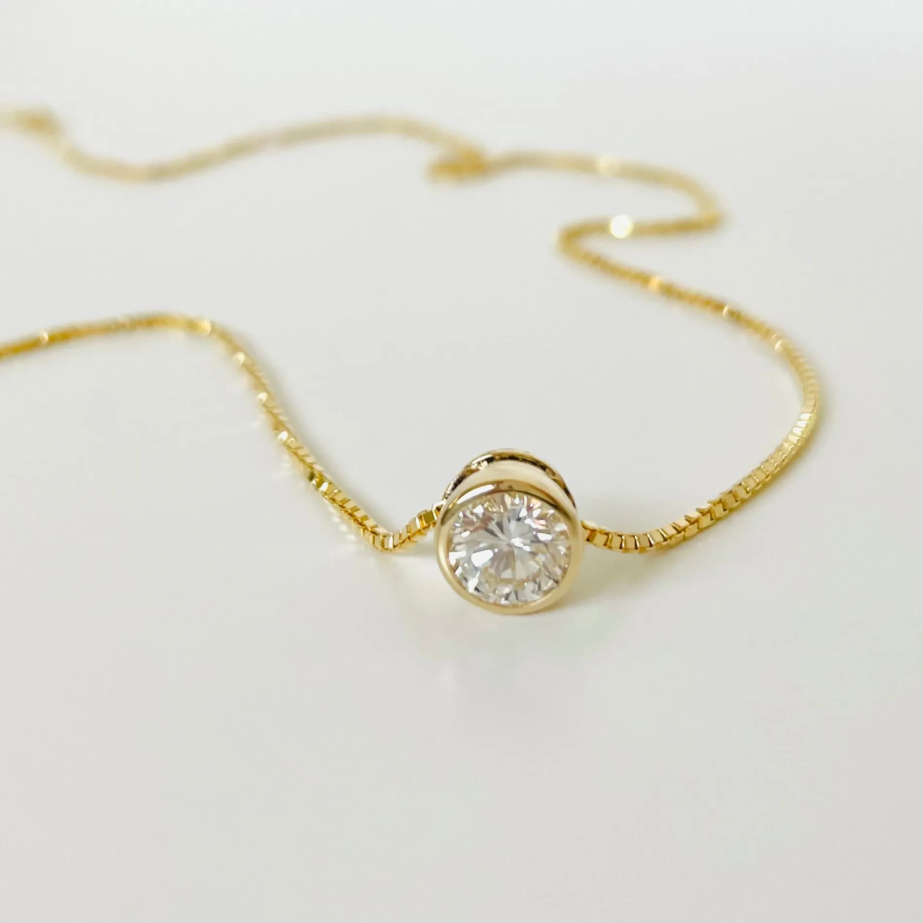 14k Diamond Bezel Pendant