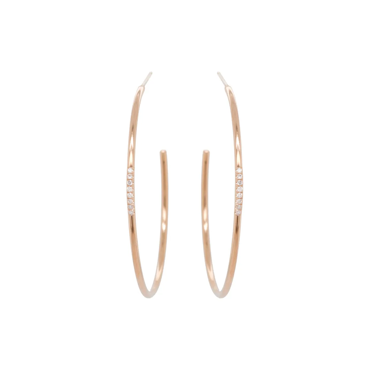 14k Pavé Diamond Thick Wire Large Hoops