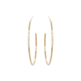 14k Pavé Diamond Thick Wire Large Hoops