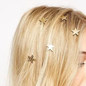 5 Golden Star Hair Clips SD00466