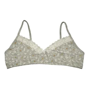 Alphabetic Grey Organic Cotton Bralette #12688 A