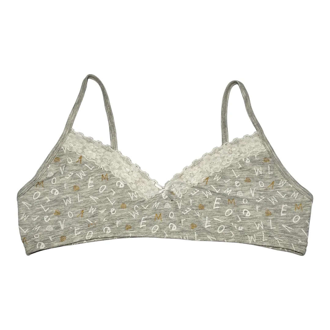 Alphabetic Grey Organic Cotton Bralette #12688 A