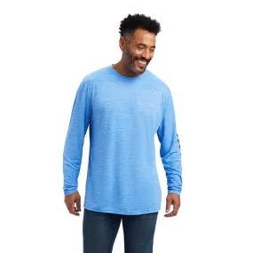 'Ariat' Men's Charger Logo Long Sleeve Tee - Aegean Blue