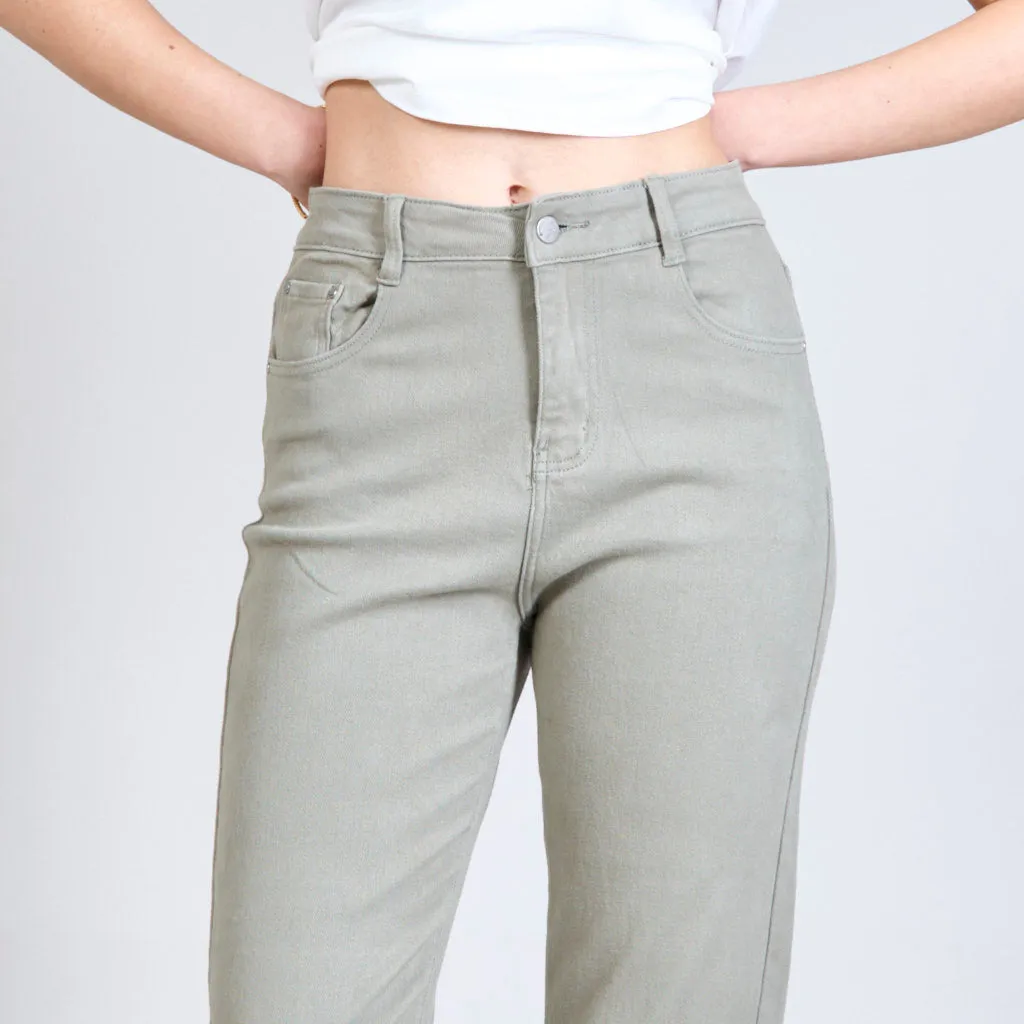 Army green highwaisted jeans wholesale