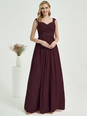 Cabernet Sweetheart Backless Chiffon Floor-Length Bridesmaid Dress