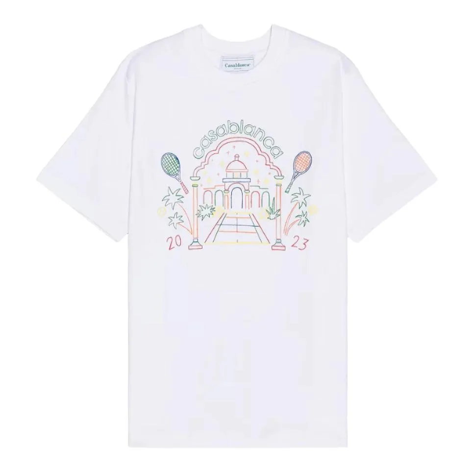 Casablanca Rainbow Crayon Temple Screen Printed T-Shirt 'White'