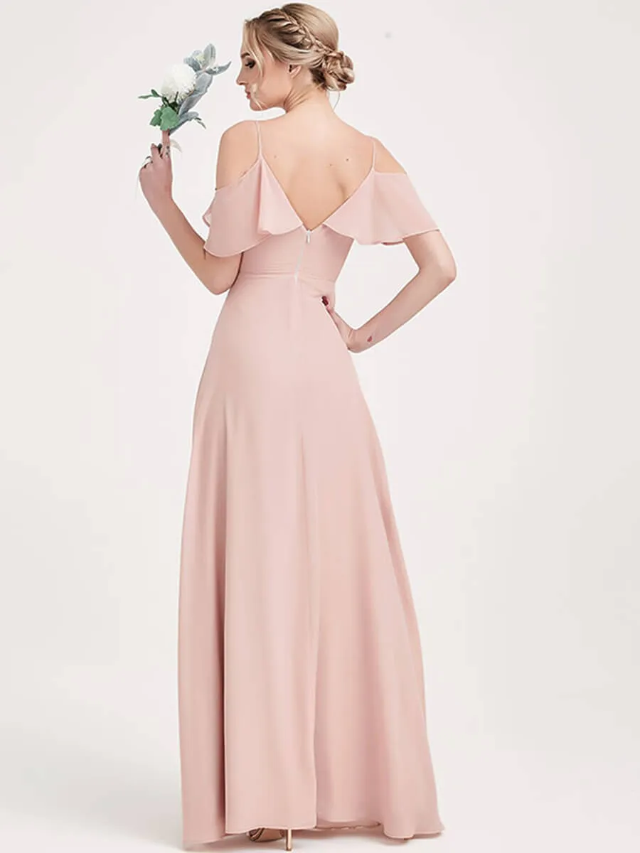 Chiffon Flounced 1 Of 3 Ways Dusty Pink Convertible Bridesmaid Dresses