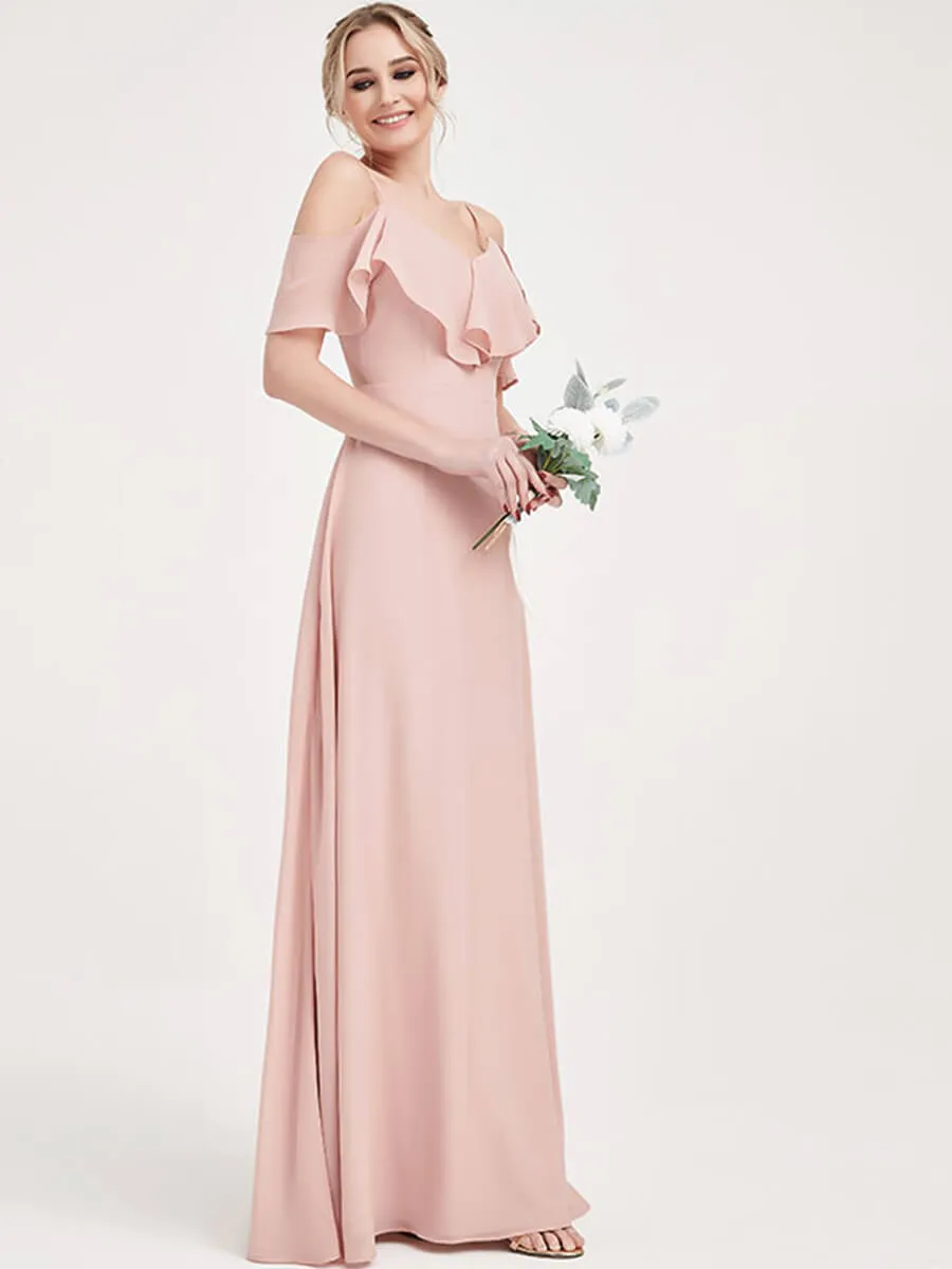 Chiffon Flounced 1 Of 3 Ways Dusty Pink Convertible Bridesmaid Dresses