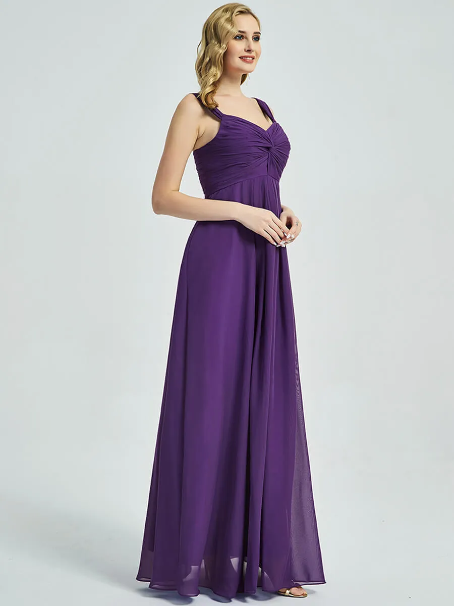 Cinnamon Rose Sweetheart Straps A-Line Maxi Chiffon Bridesmaid Dresses