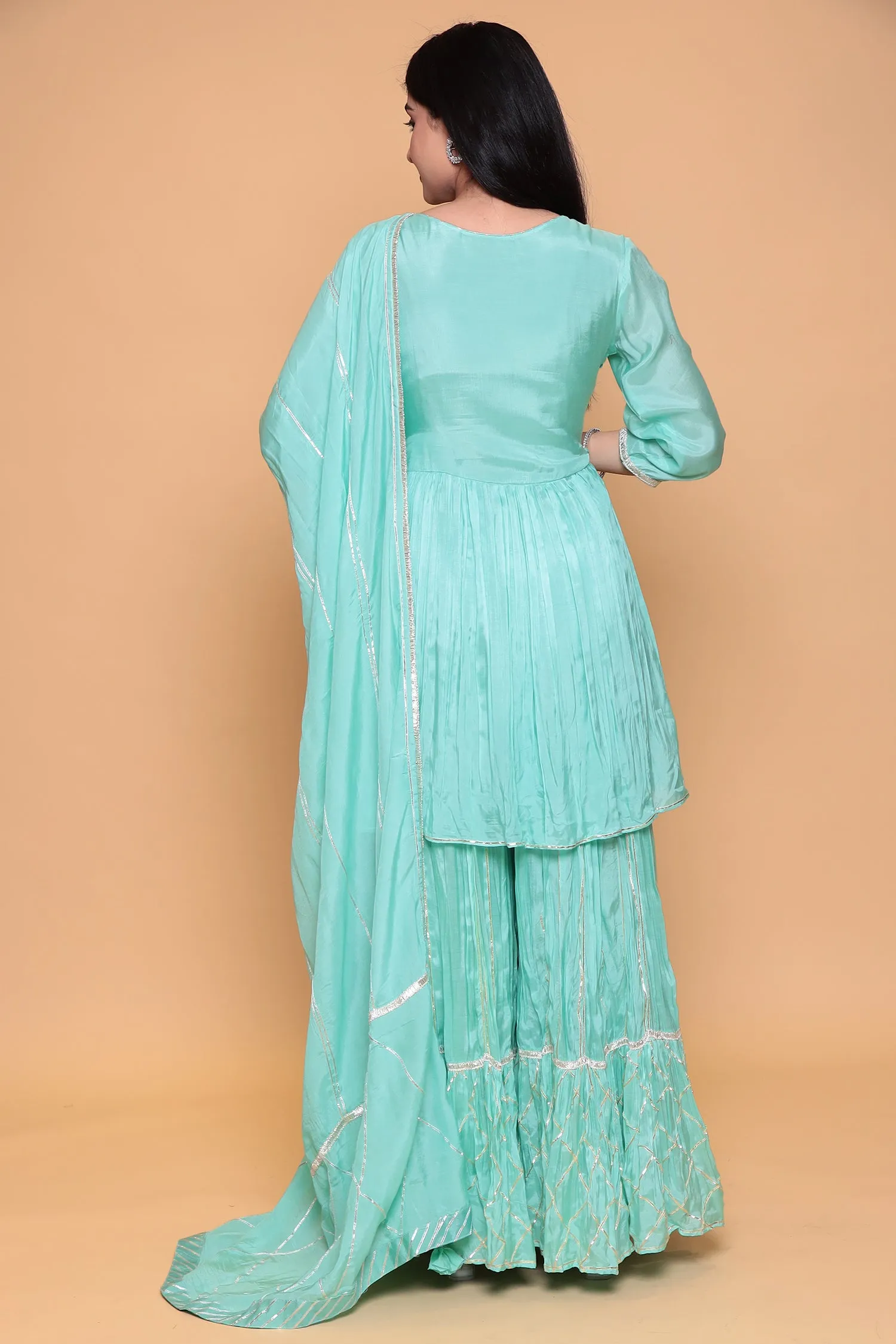 Cotton silk Suit with Gota work.