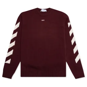 Diag Arrow Knit Crewneck - Barolo White