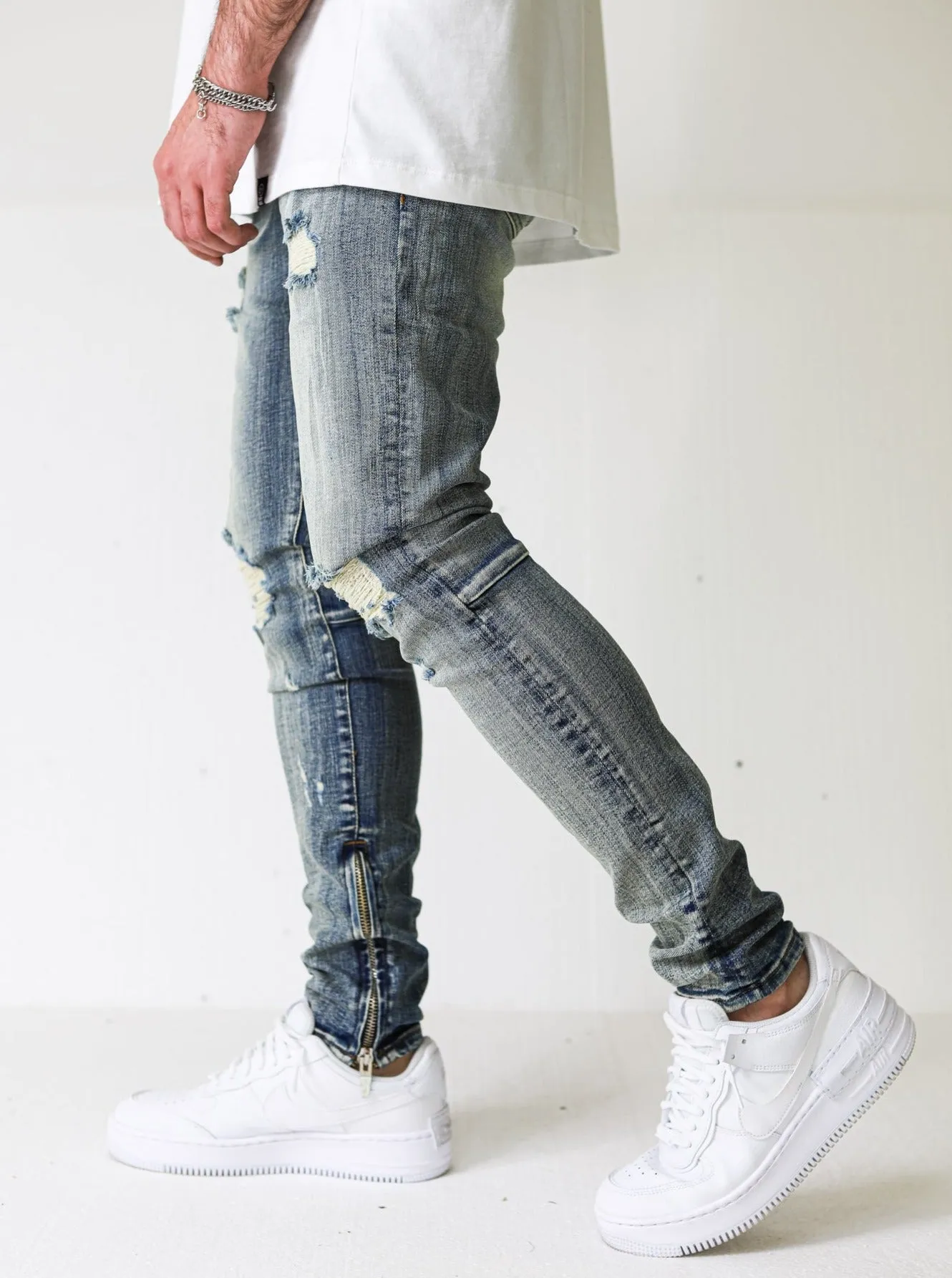 Distressed Ripped Premium Vintage Blue Jeans