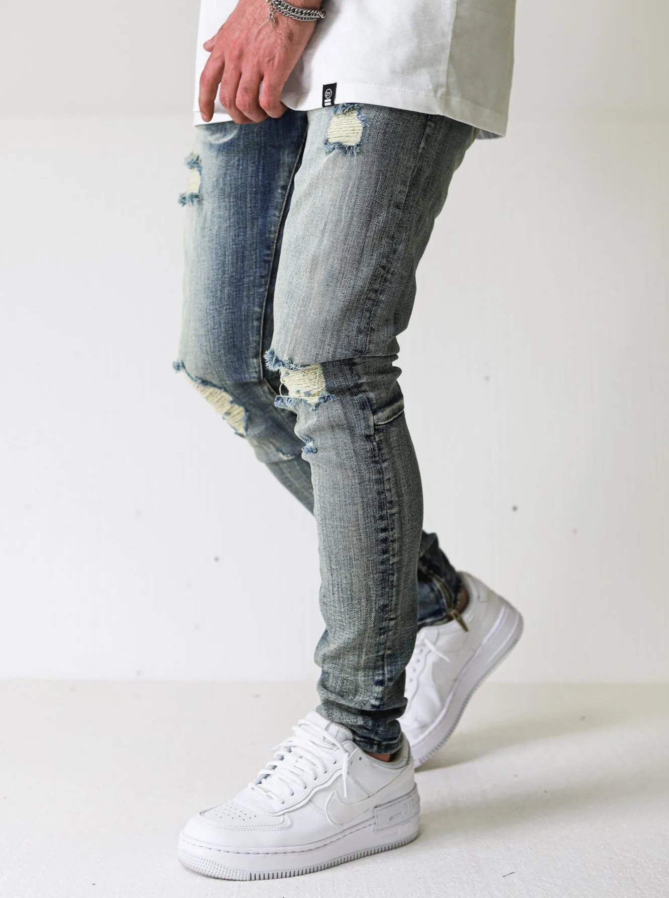 Distressed Ripped Premium Vintage Blue Jeans