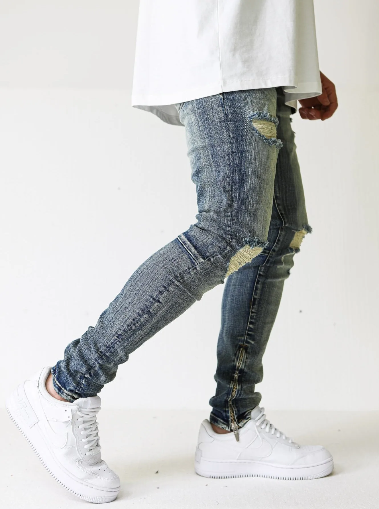 Distressed Ripped Premium Vintage Blue Jeans