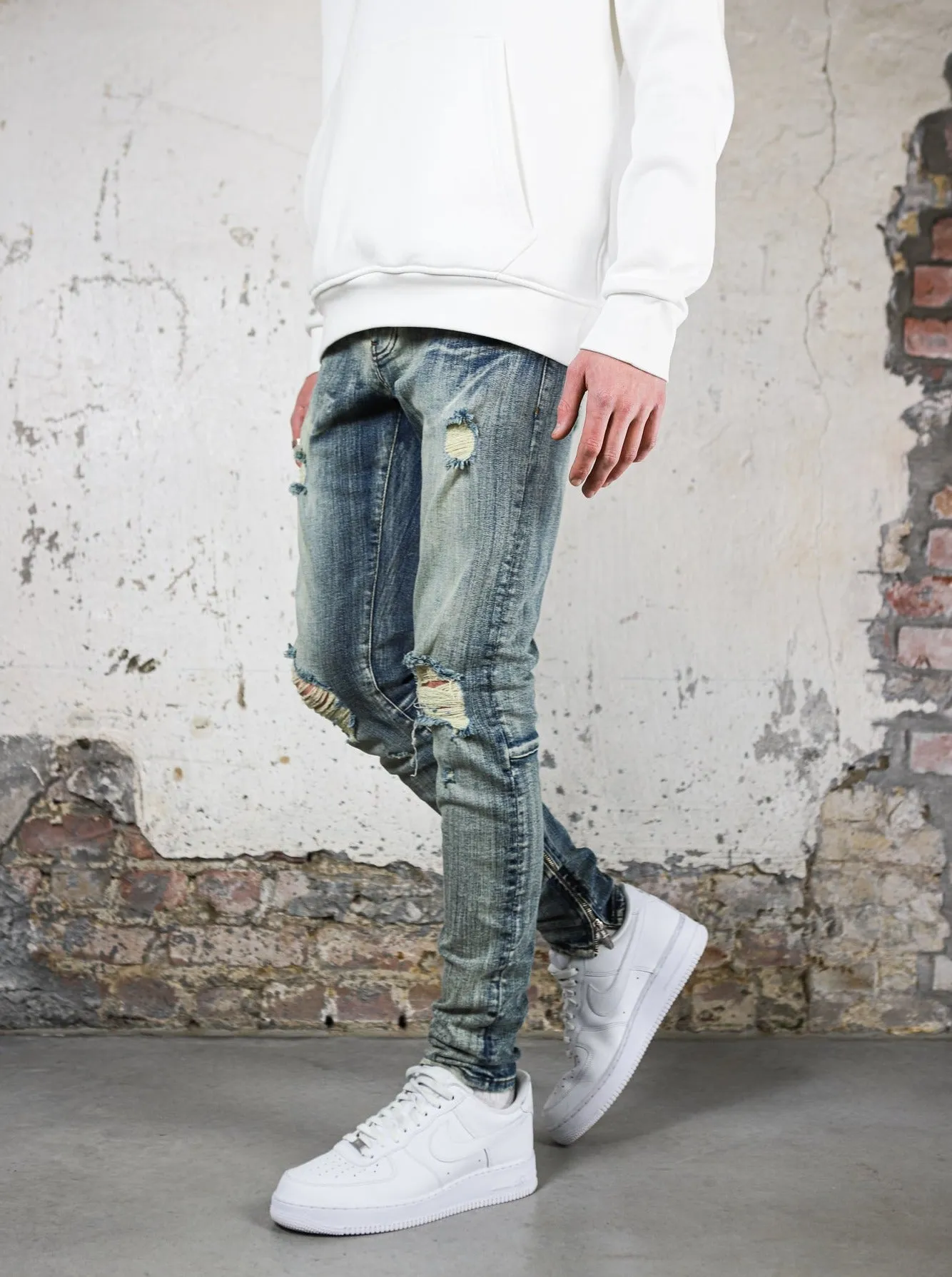 Distressed Ripped Premium Vintage Blue Jeans