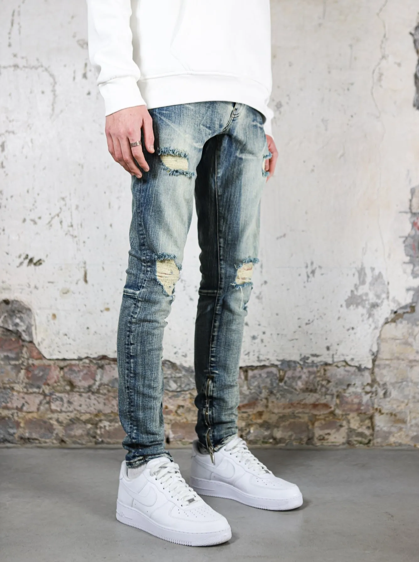 Distressed Ripped Premium Vintage Blue Jeans