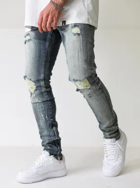 Distressed Ripped Premium Vintage Blue Jeans