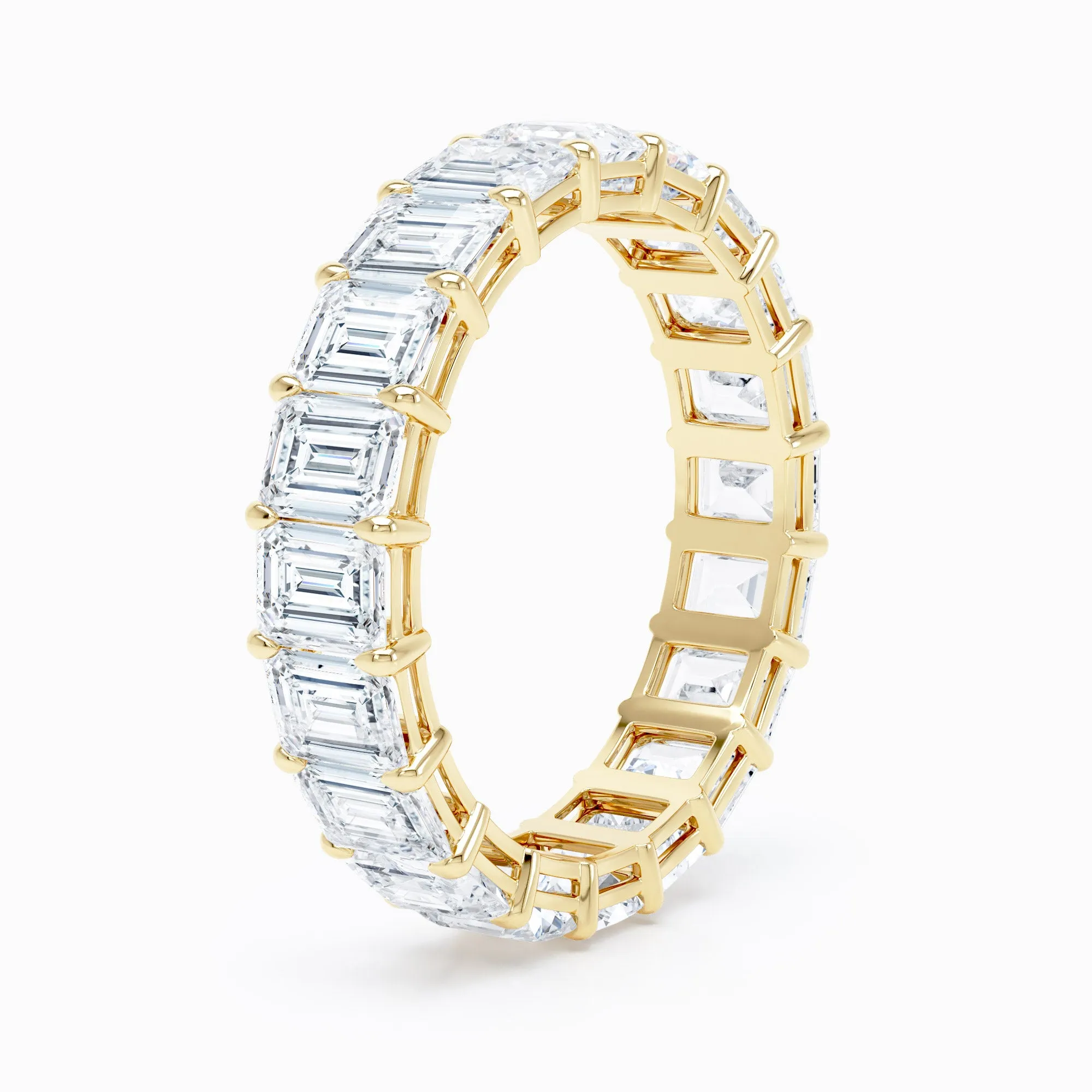 Emerald Cut Shared Prong Wedding Band