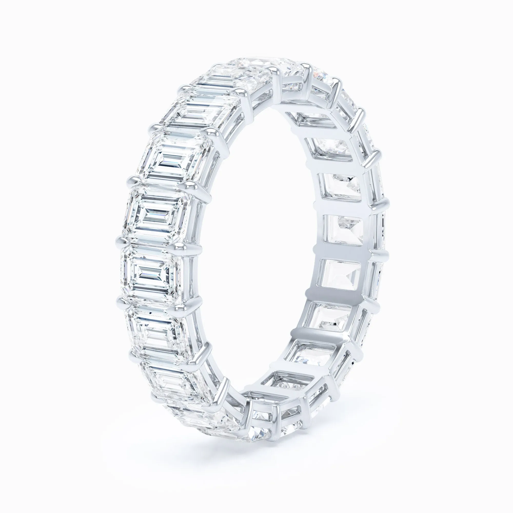 Emerald Cut Shared Prong Wedding Band