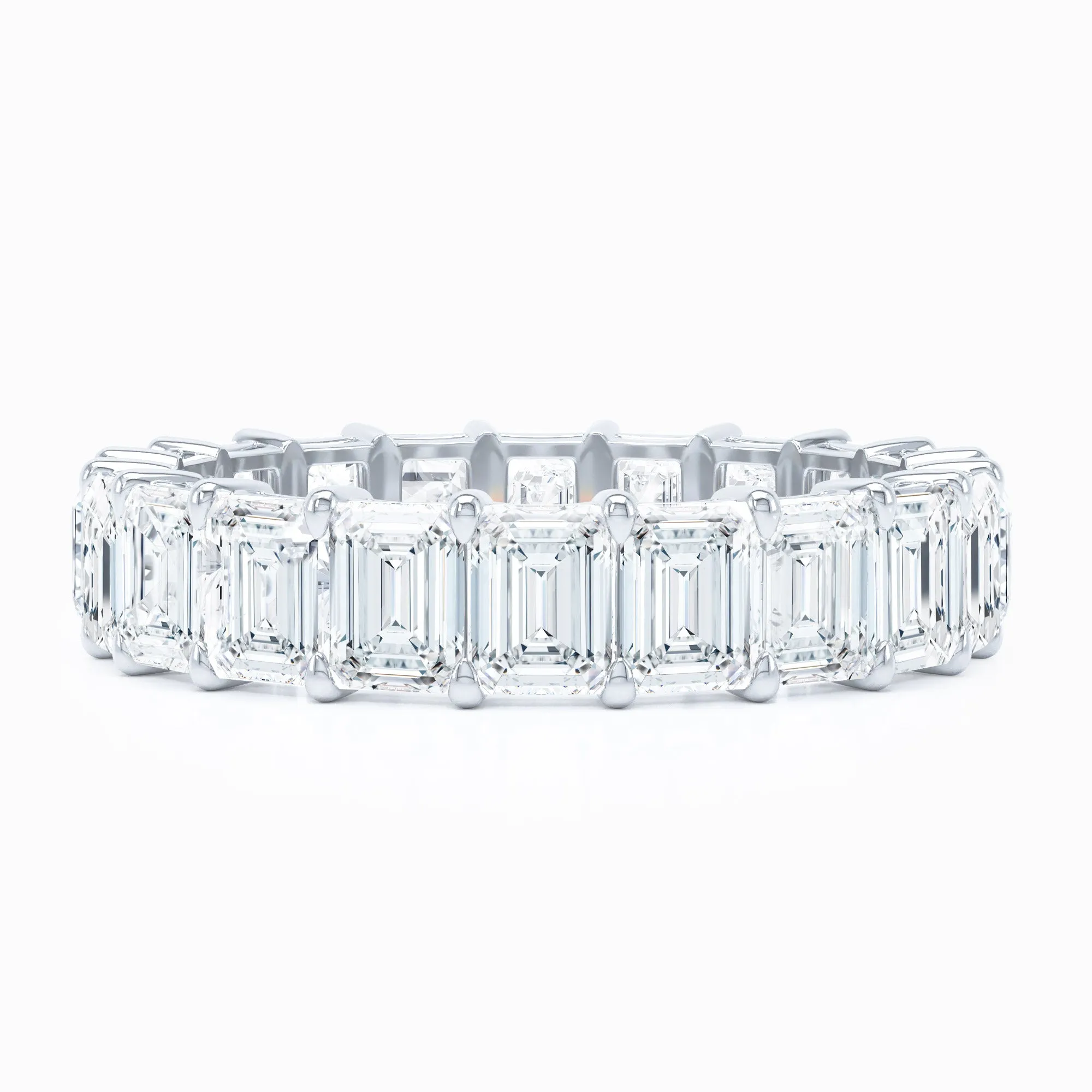 Emerald Cut Shared Prong Wedding Band