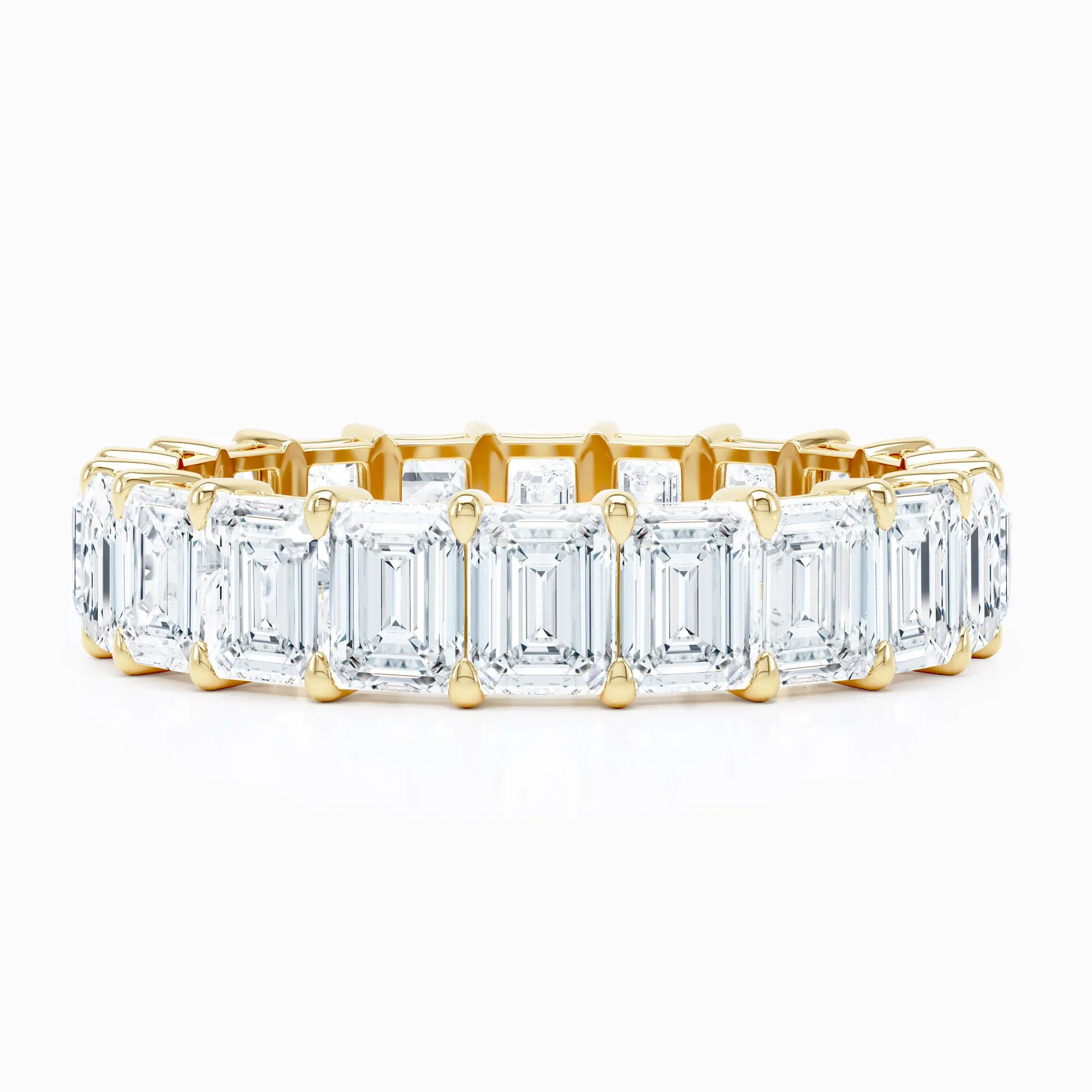 Emerald Cut Shared Prong Wedding Band