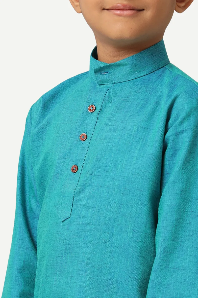 Exotic - Aqua Blue Kurta and Matching Fixit Dhoti 2 In 1 Set For Kids | Uathayam