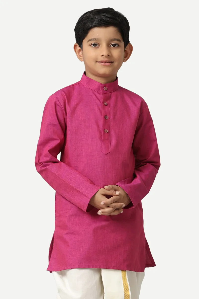 Exotic - Dark Pink Kurta and Panchakacham 2 In 1 Set For Kids | Uathayam