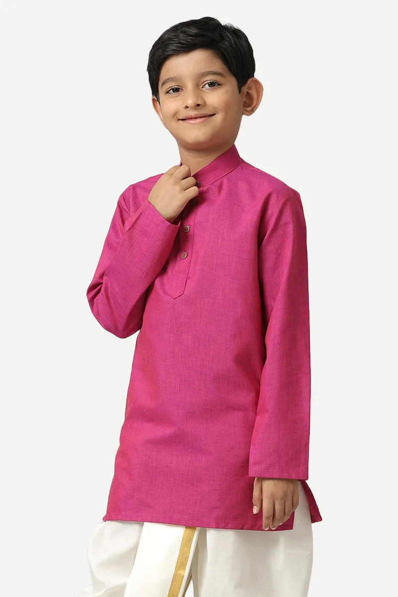 Exotic - Dark Pink Kurta and Panchakacham 2 In 1 Set For Kids | Uathayam