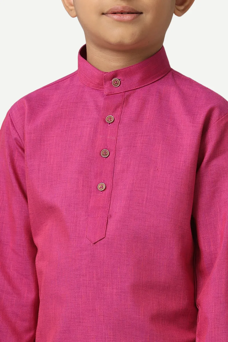 Exotic - Dark Pink Kurta and Panchakacham 2 In 1 Set For Kids | Uathayam