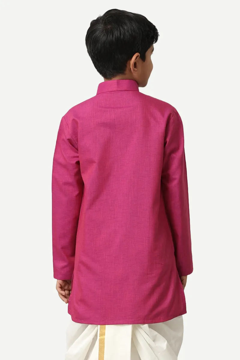 Exotic - Dark Pink Kurta and Panchakacham 2 In 1 Set For Kids | Uathayam