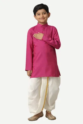 Exotic - Dark Pink Kurta and Panchakacham 2 In 1 Set For Kids | Uathayam