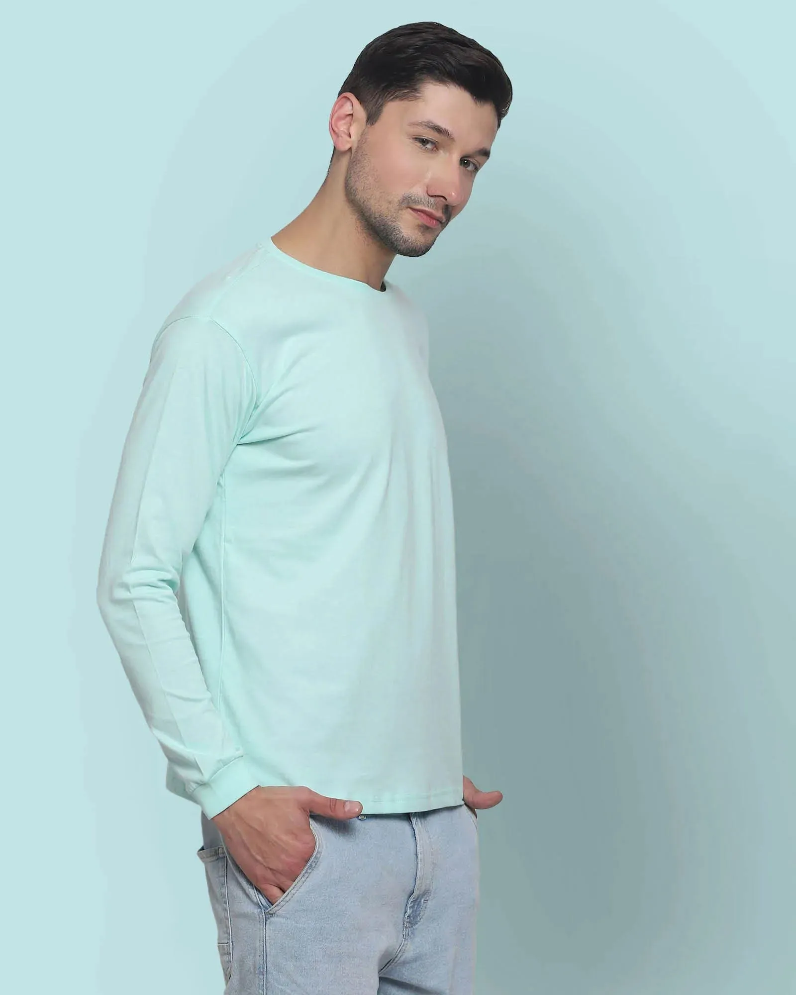 Full Sleeves Crew Neck: Pale Green