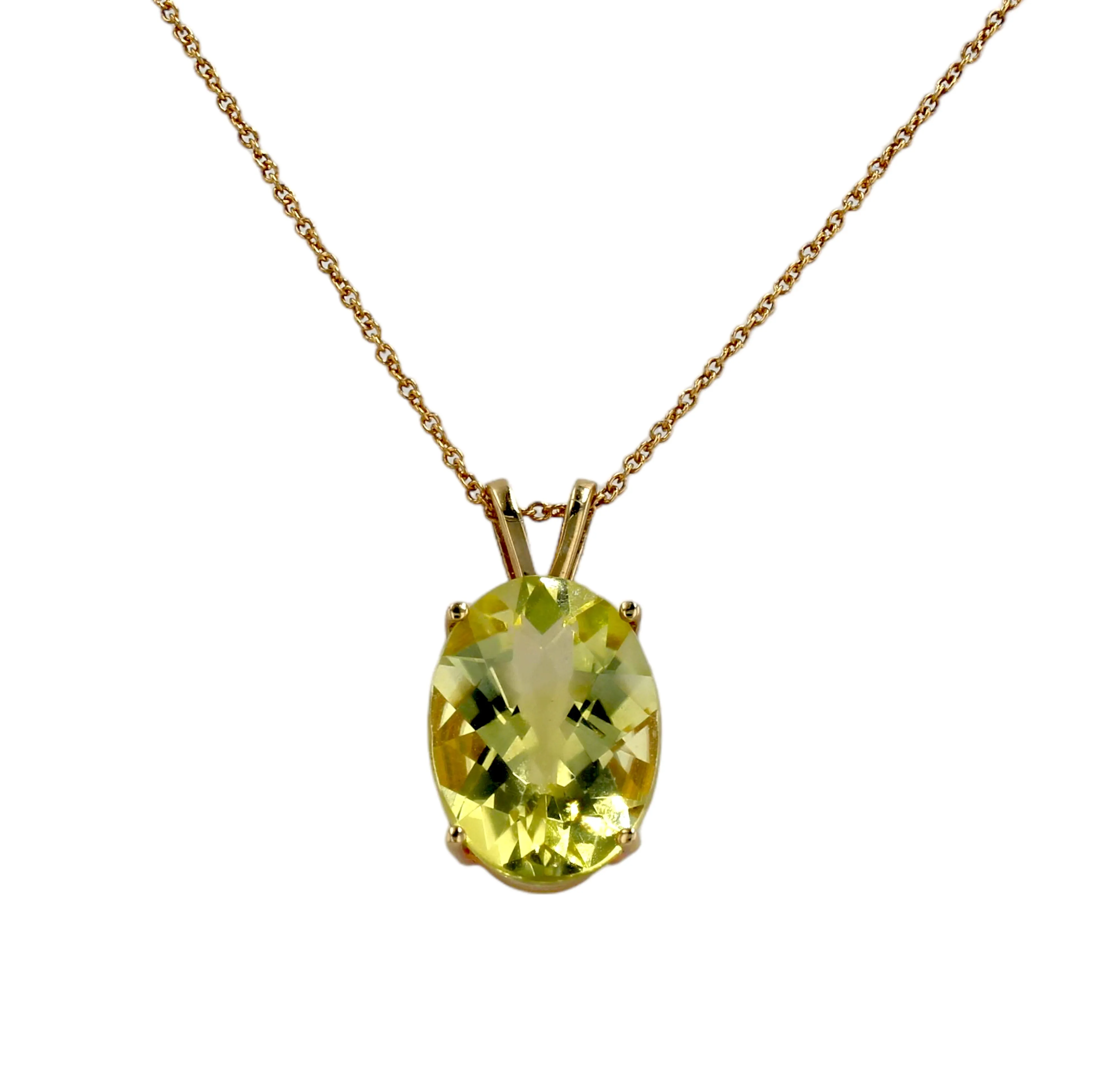 Gold 14k set chain peridot pendant