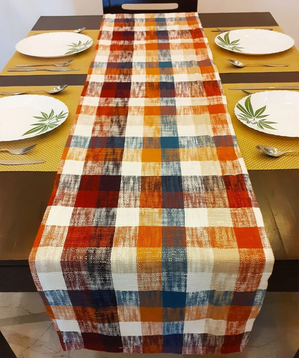 Hand Loom Cotton Checkered Table Runner