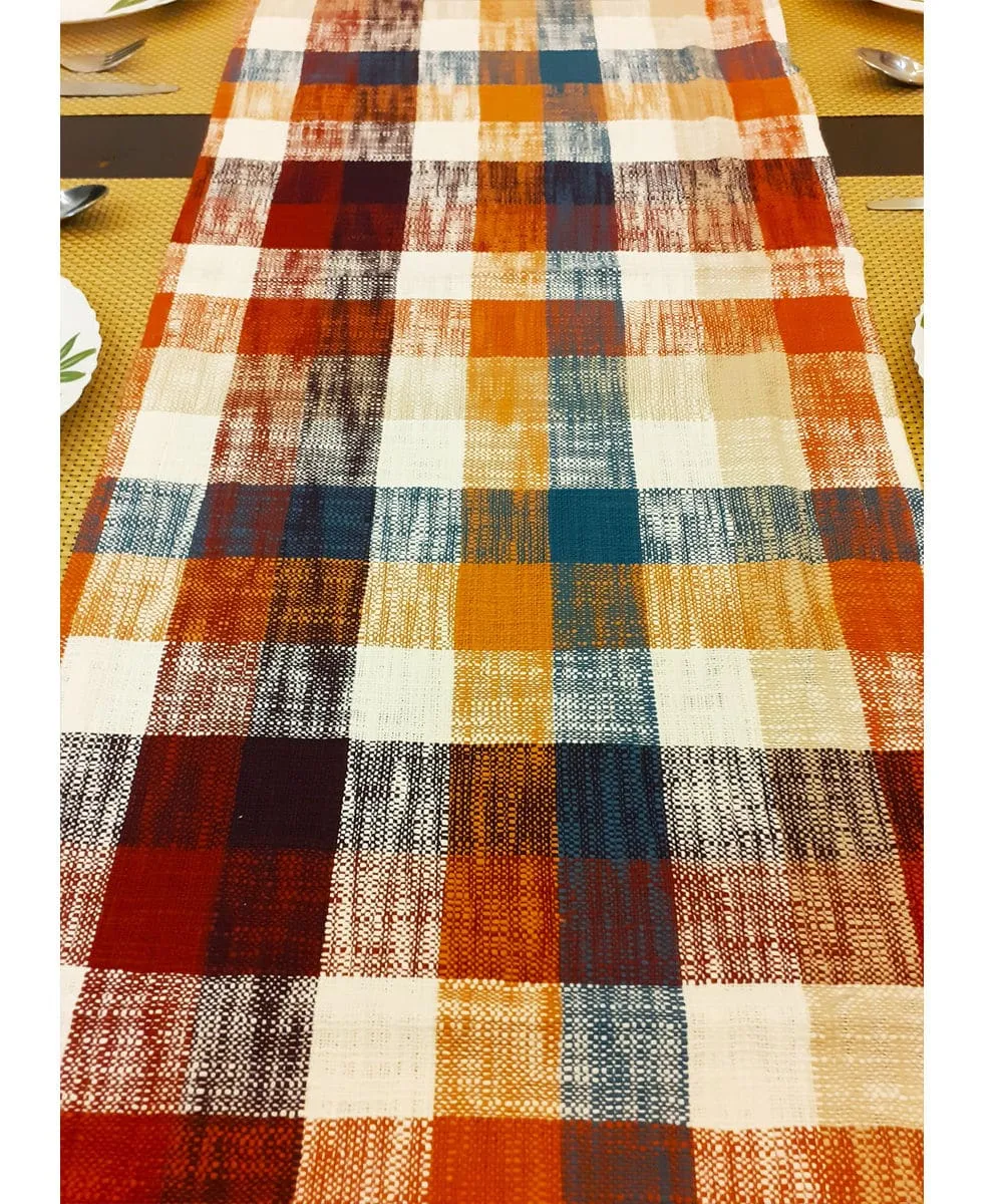 Hand Loom Cotton Checkered Table Runner