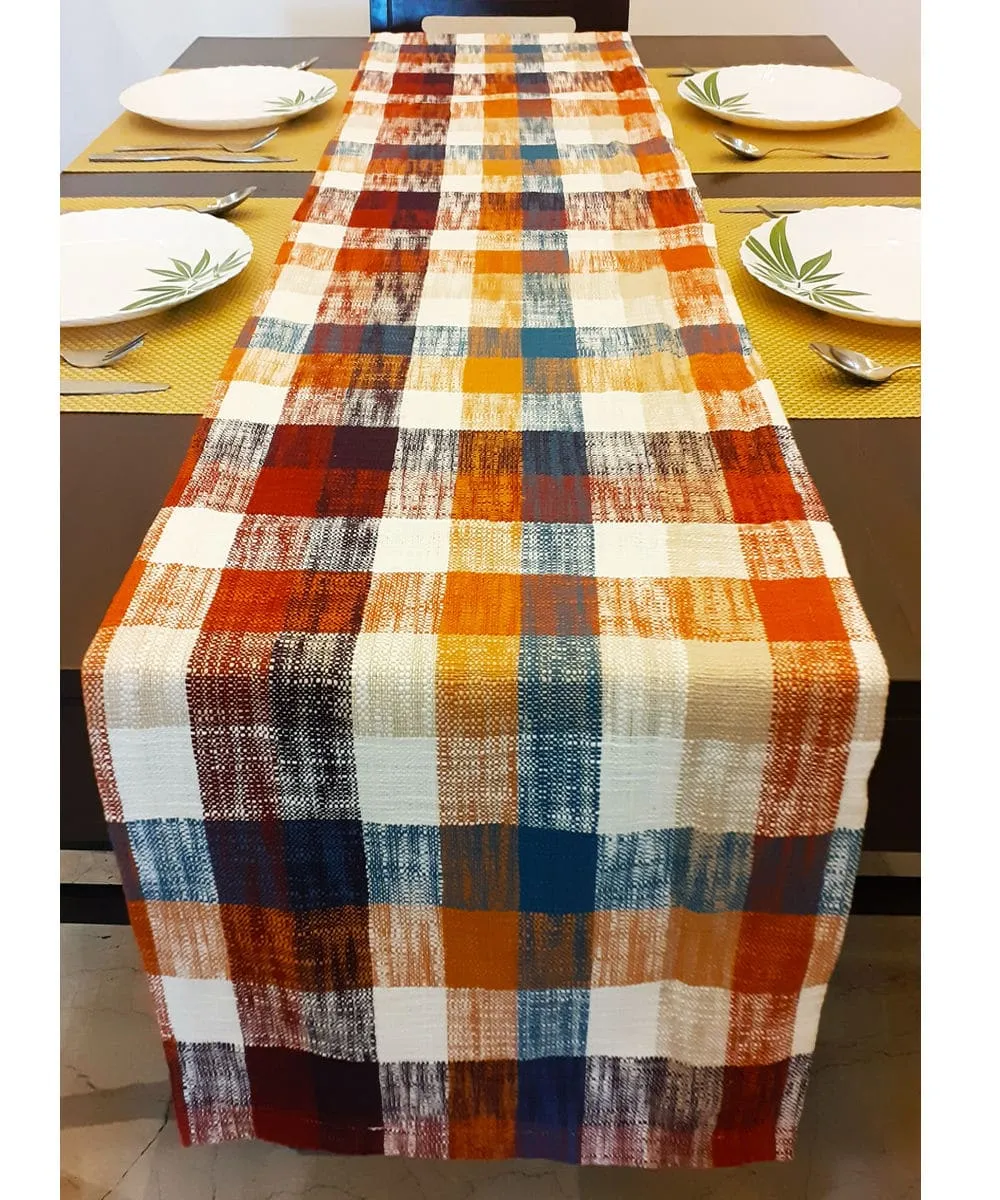 Hand Loom Cotton Checkered Table Runner