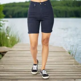 Judy Blue High Waist Tummy Control Navy Bermuda Shorts