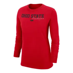 Ladies Ohio State Buckeyes Nike Script Buckeyes Scarlet Long Sleeve