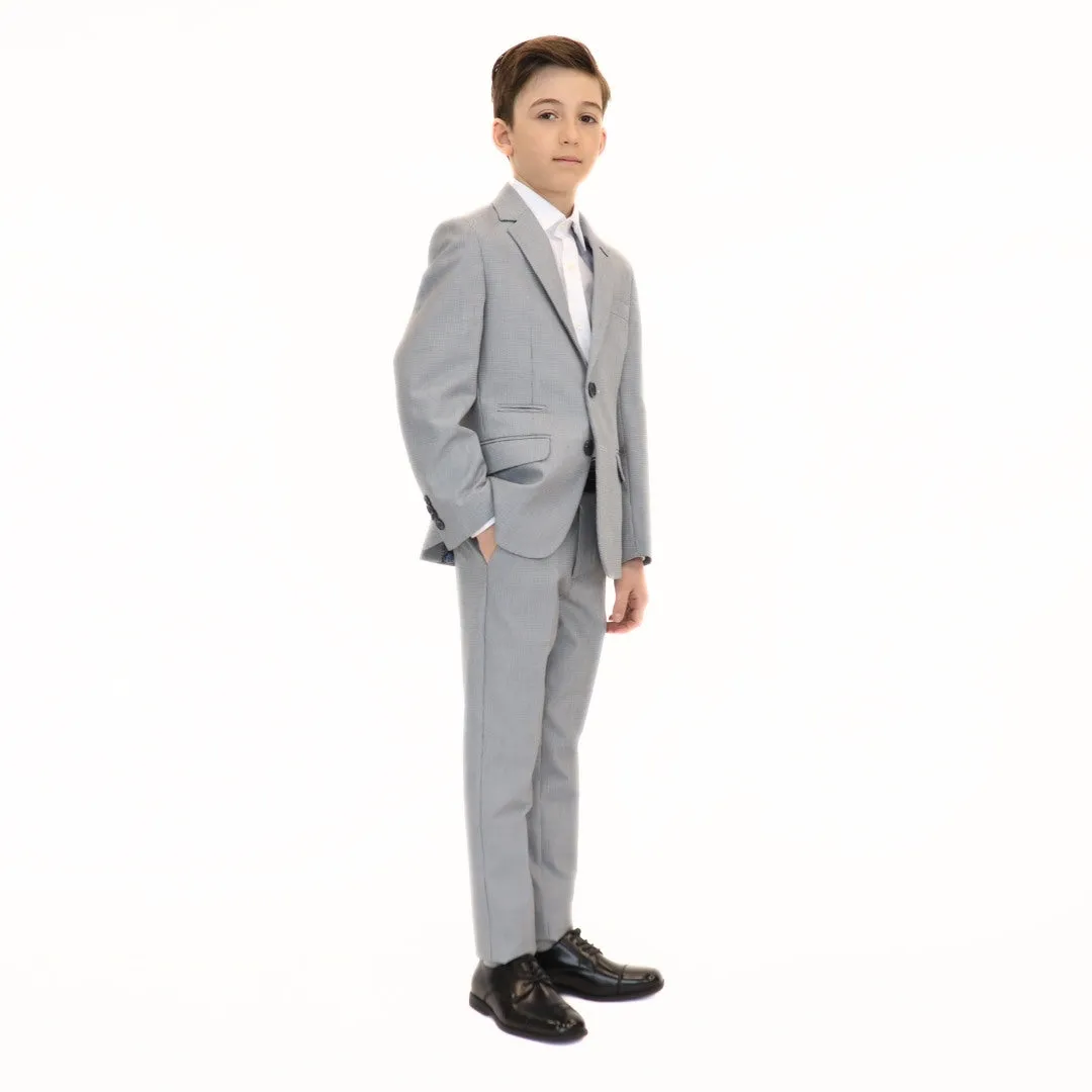 Leo & Zachary Boys Slim Cooled Basket Weave Suit_Blue 5828