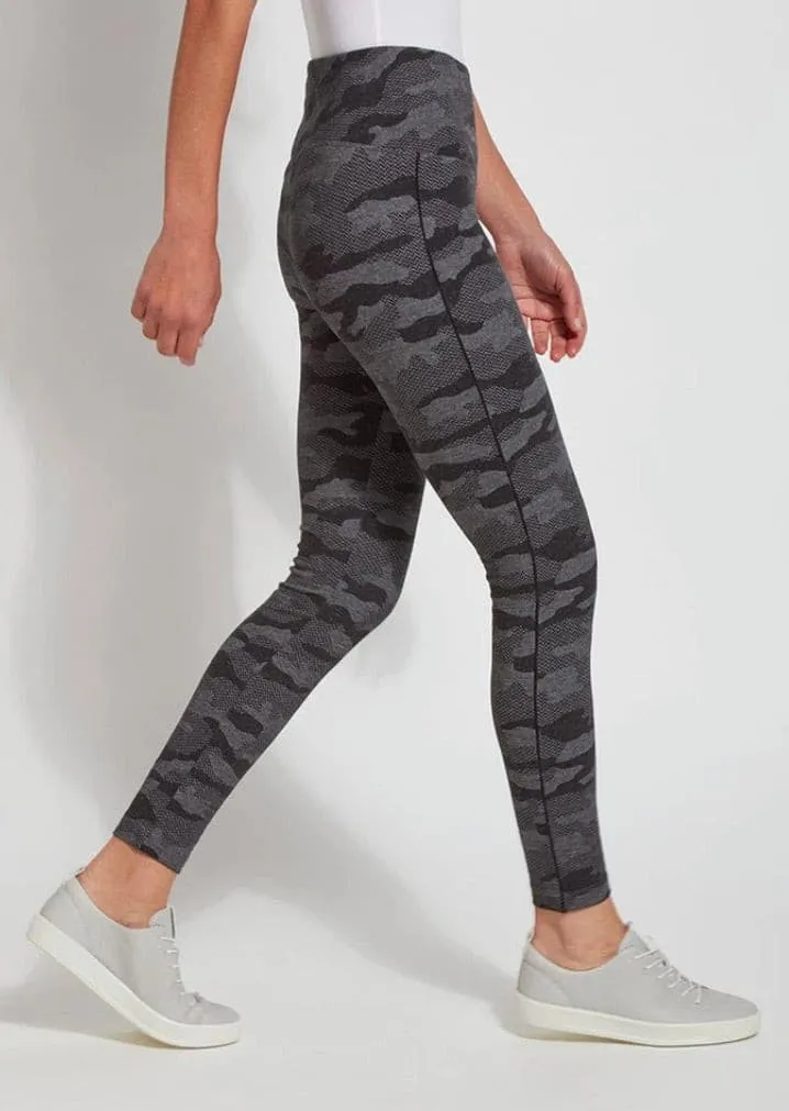 Lysse Cotton Jacquard Legging - Dark Heather Grey Camo