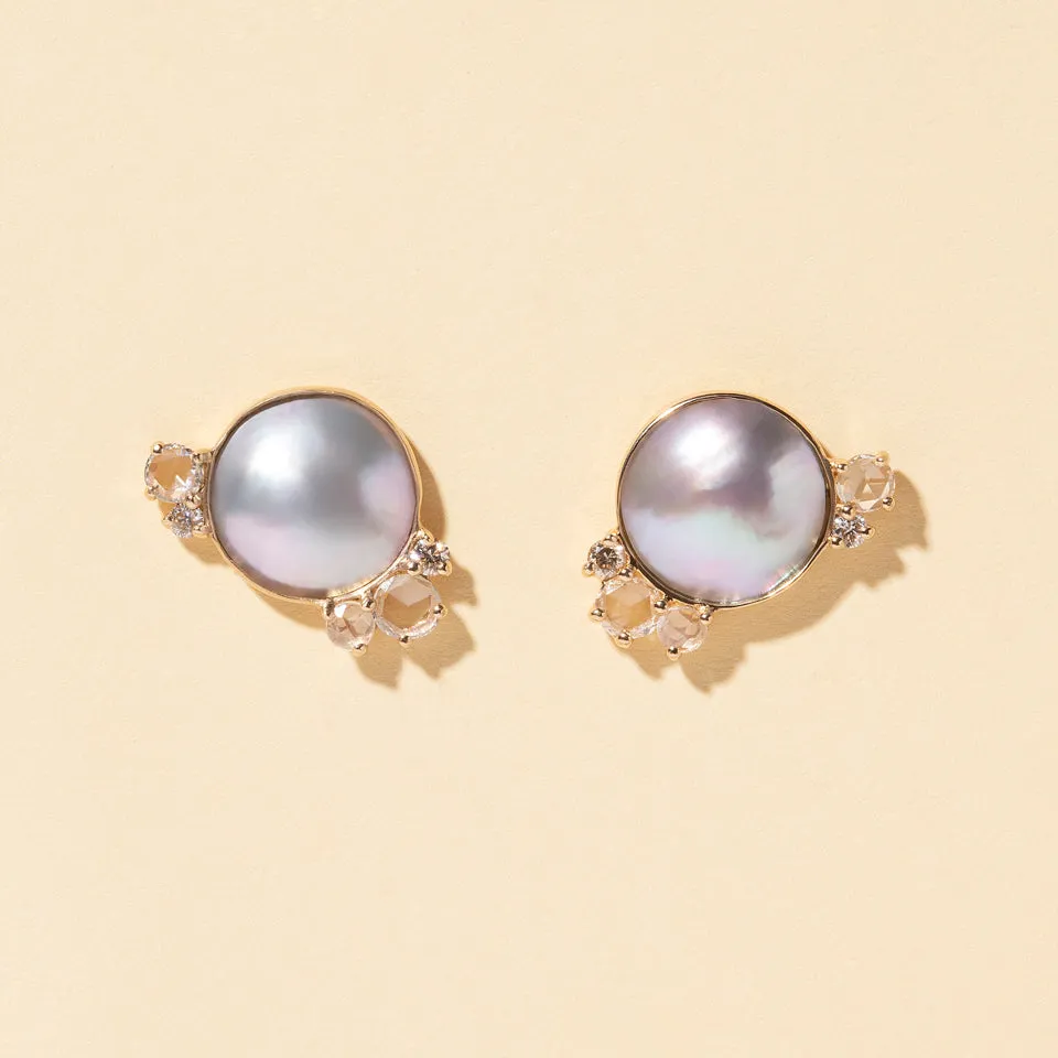 Mabe Pearl Cluster Earrings