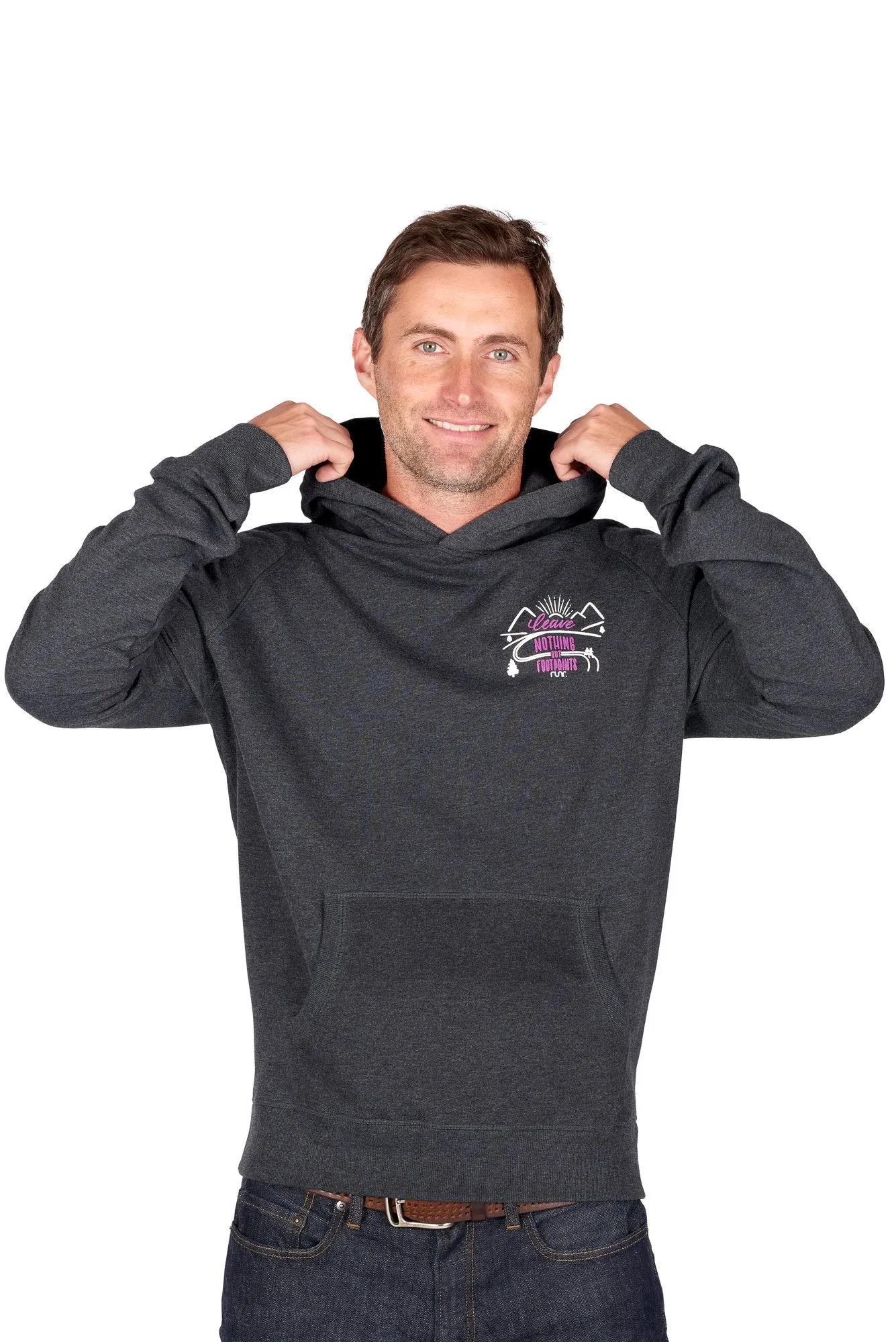 Men's 'Leave Nothing But Footprints' runr Hoodie in Black