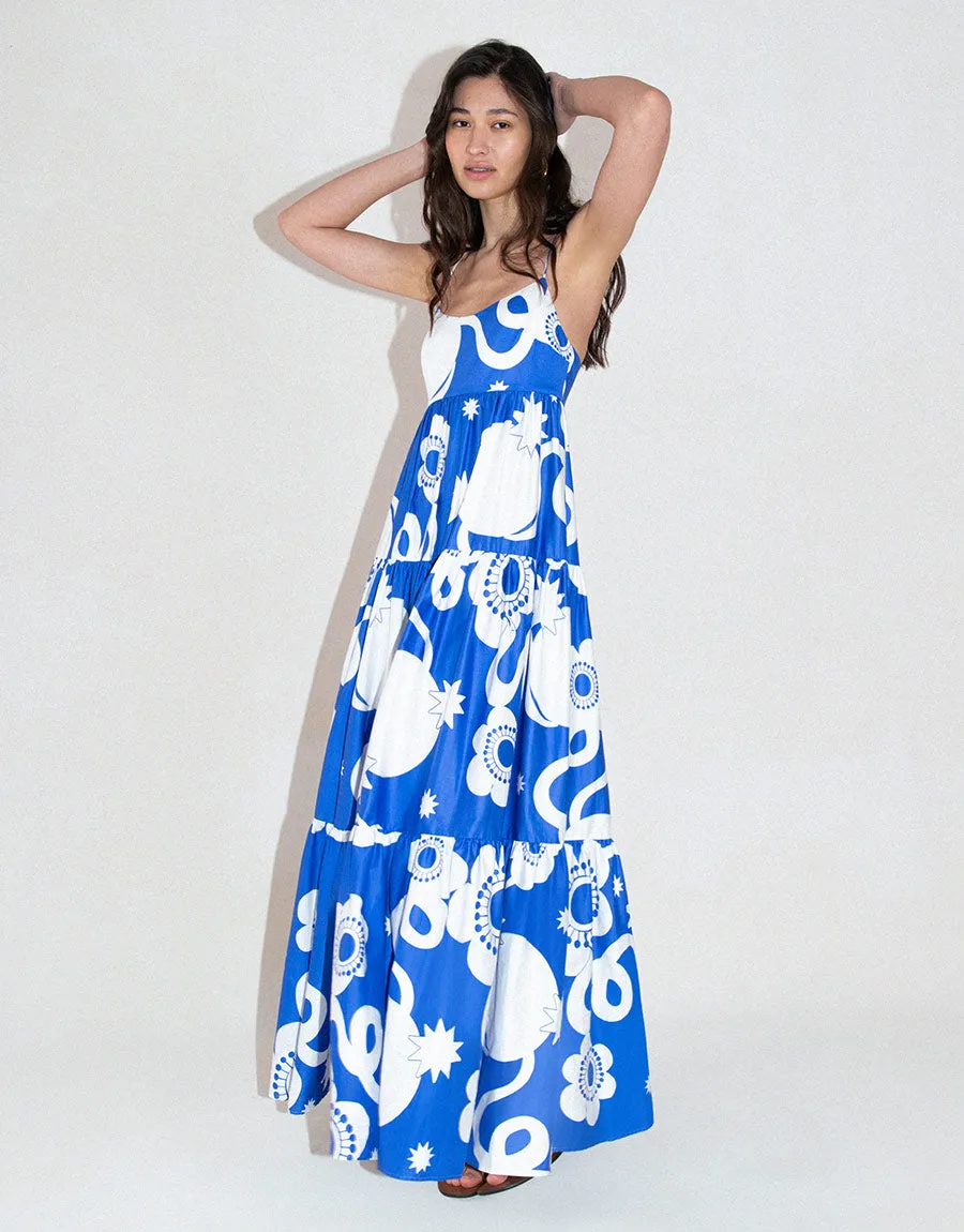 Merle Cotton Maxi Dress - Tropical Night Blue