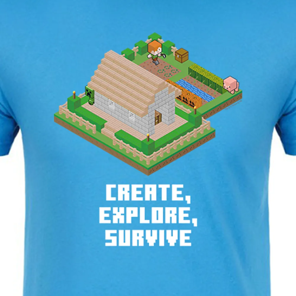 Minecraft Create, Explore, Survive Adult Short Sleeve T-Shirt